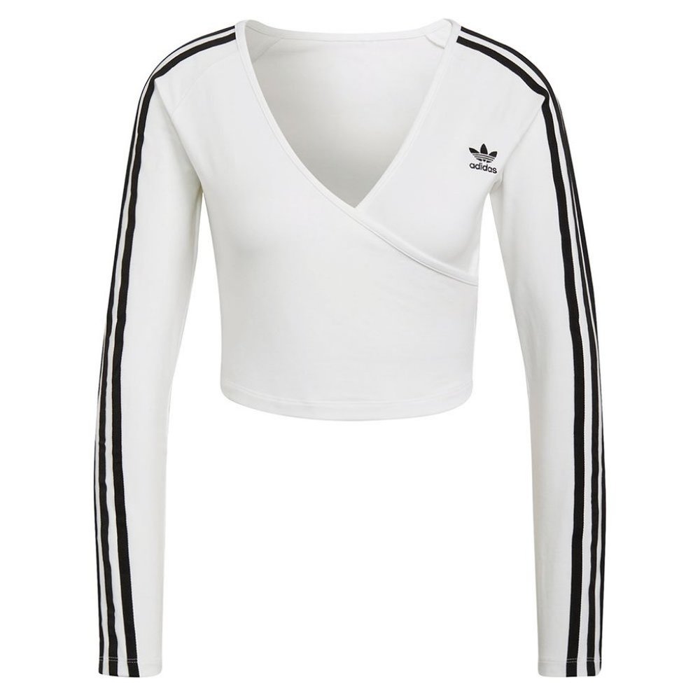 Adidas Adicolor Classics Cropped Long Sleeve Wrap Top - White - Medium - NWT